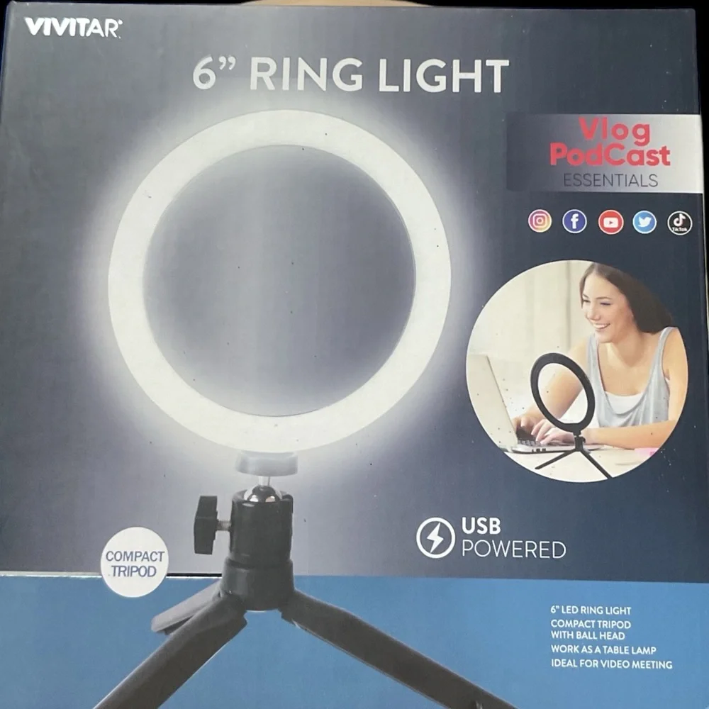 6" LED Ring Light - Black NWT